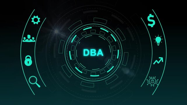 Database administration concept DBA infographic with icons and with gears for IT management database administrator