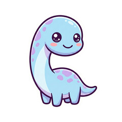 Fototapeta premium Brachiosaurus dinosaur cute prehistoric creature character Sticker Illustration