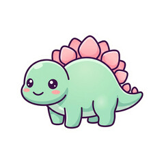 Fototapeta premium Stegosaurus Dinosaur Cute Prehistoric Character Sticker Illustration