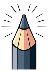 Fototapeta premium Sharp Pencil Point Emitting Rays of Light Symbolizing Inspiration and New Ideas