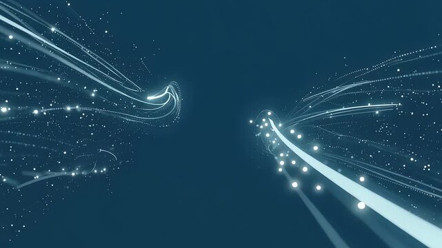 Abstract glowing border with flowing energy particles  light particles moving continuously 