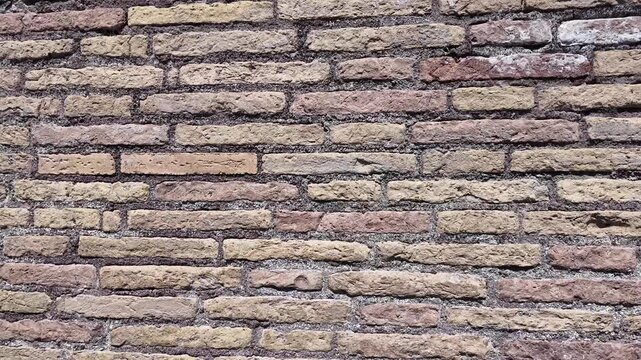 Cinematic Detail Of Medieval Brick Wall In Rome