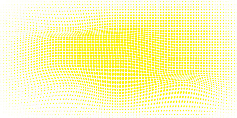 Fototapeta premium Abstract Yellow Halftone Dotted Background With Blue Accent and Radial Gradient Texture