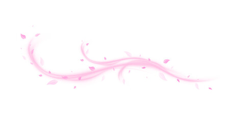 Romantic Pink Neon Swirl with Sakura Flower Petals and Glittering Magic Particles for Holiday Greetings, Love Messages and Social Media Design © kulinskaia