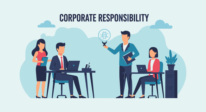 Corporate team discusses compliance guideline document in office setting daily