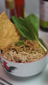 Bakmi Chicken and beef on the bowl