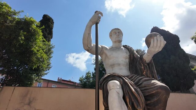 Cinematic Slow Motion Detail Of The Colossus Of Constantine Fragments