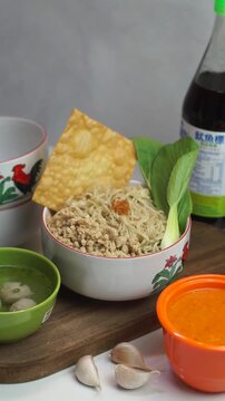 Bakmi Chicken and beef on the bowl