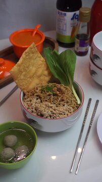 Bakmi Chicken and beef on the bowl