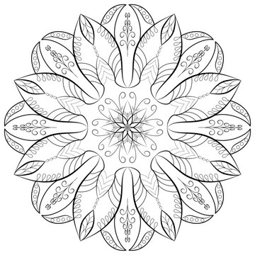 Seamless mandala pattern with decorative floral ornaments and sacred geometry, ideal for textile prints, wallpapers, packaging, and digital backgrounds.