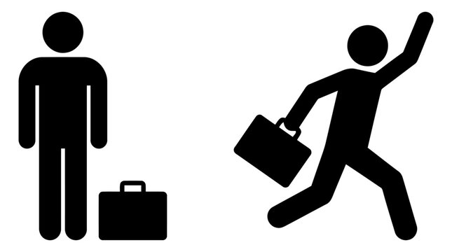 Black silhouette of business people with briefcases