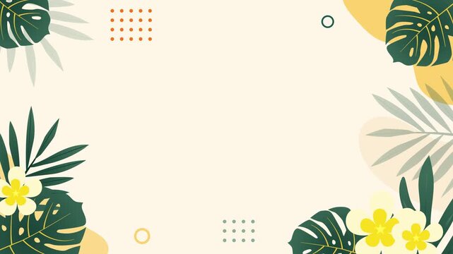 Tropical Summer Background with Copy Space and Floral Frame