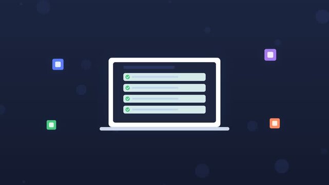 Flat design laptop code editor with colorful programming blocks