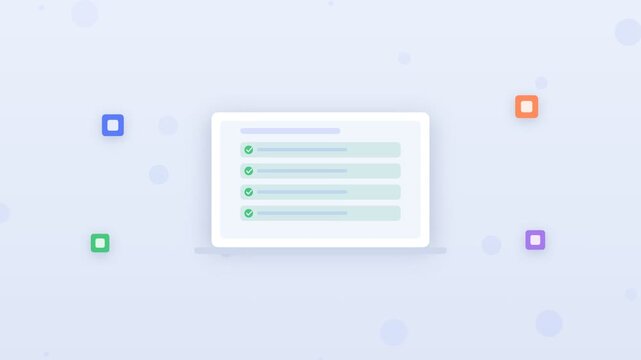 Flat design laptop remote work setup with app icons