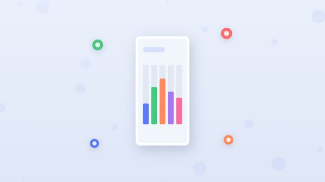 Flat design mobile stock trading app with rising charts