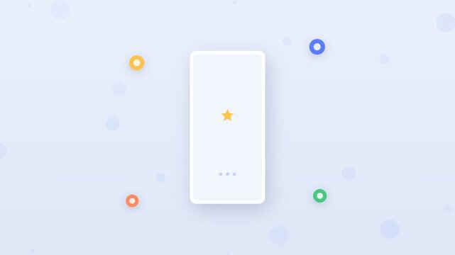 Flat design mobile app rating with five stars animation