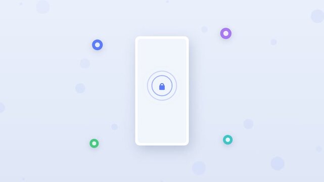 Flat design smartphone NFC badge access opening door lock