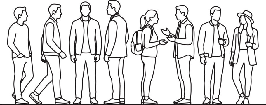 Modern Architectural Entourage Vector Outline Scale Figures Collection