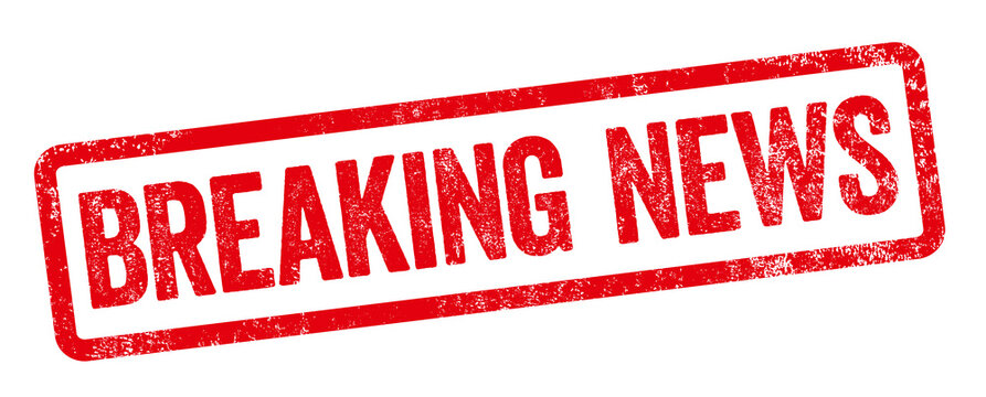 A red stamp on a white background - Breaking News