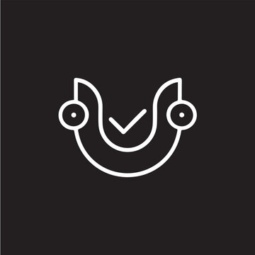 White smiley face icon with a checkmark on a black background checkmark positive approval background confirmation validation acceptance agreement ratification sanction endorsement yielding