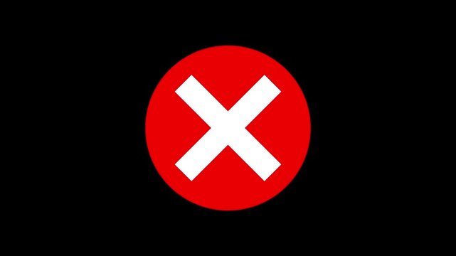 Red X letter, Prohibition, Error, Wrong marker icon, cross mark icon animation, Wrong, Error. Failed icon animation, Stop or close Icon chroma key background.