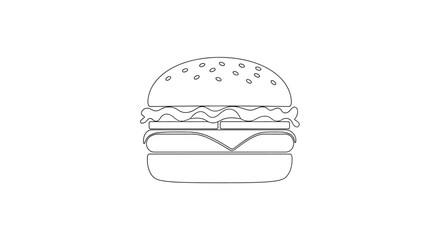 Fototapeta premium Minimalist Hamburger Outline Icon - Simple Food Vector Art