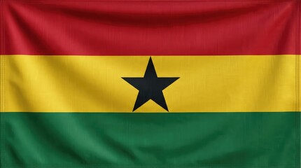 Plakat The flag of Ghana, featuring horizontal stripes of red, yellow, and green, with a black star in the center