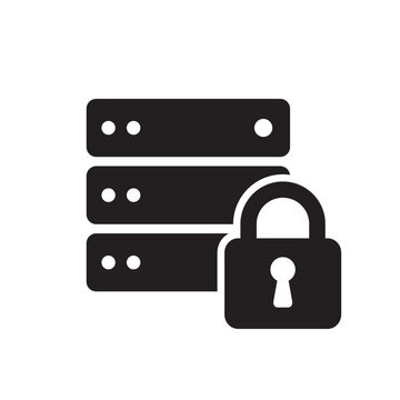Protected Server Vector Flat Icon for Cyber Security