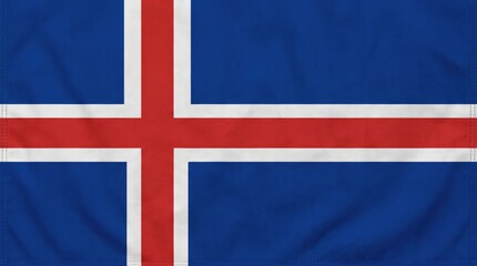 Fototapeta premium Close-up of the Iceland flag, national symbol of Iceland, fabric texture