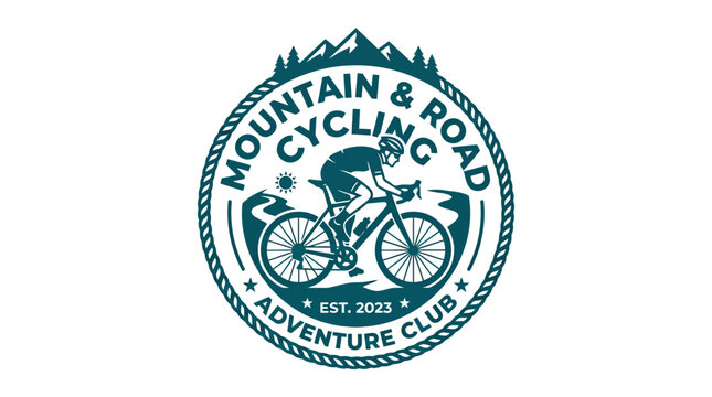 Circular logo badge for mountain and road cycling adventure club.