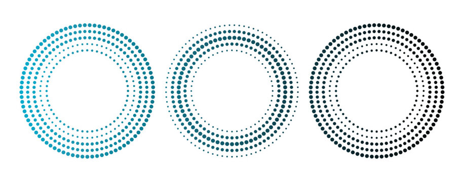 Sound pulsation circles pack. Point radio waves. Round wavy equalizer spectrum symbol pack.