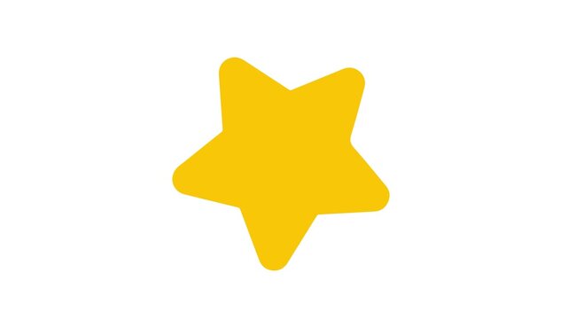 Yellow star shape icon isolated on white background for design animation 4k stock video