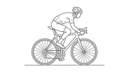 Naklejka premium Simple line art drawing of a road cyclist.
