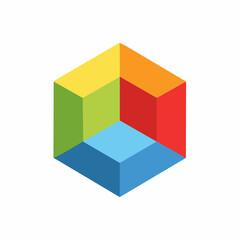 Obraz premium Colorful Isometric Cube with Four Facets