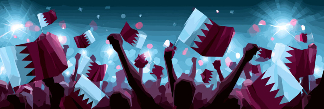 Qatar football banner. Qatar national soccer or football background, wallpaper, background, poster. Fans of the national team.