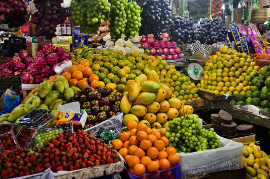 Fresh tropical fruit stall at the market