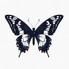 Swallowtail butterfly illustration with detailed wings on transparent background © Anik