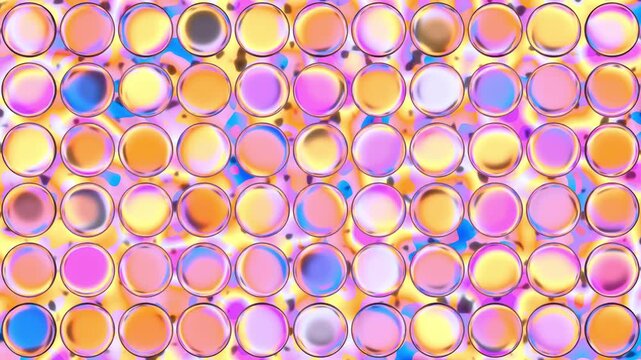 Seamless Loop Playful Anime Candy Glass Bubbles Grid Warm Sunset Orange Magenta