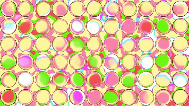 Seamless Loop Playful Anime Candy Glass Bubbles Grid Fresh Pastel Green Pink
