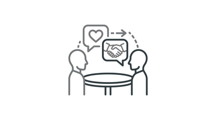 Fototapeta premium Business partnership agreement and empathy line icon.
