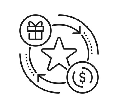 Bonus points for gift reward icon of loyalty program and exclusive benefit for buyer clients. Exclusive offer pictogram for gift coupon or reward prize for store customers club and shop client loyalty