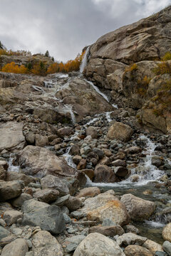 Alibek Waterfall in Dombay, Teberda National Park, North Caucasus mountains