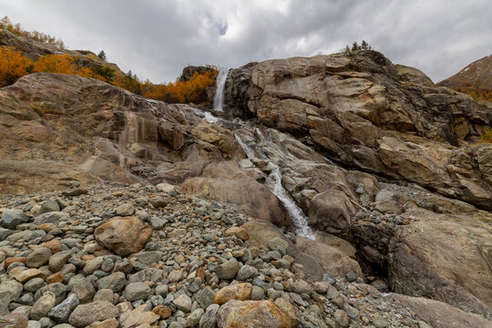 Alibek Waterfall in Dombay, Teberda Nature Reserve, North Caucasus mountains