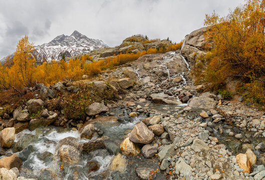 Alibek Waterfall in Dombay, Teberda Nature Reserve, North Caucasus mountains