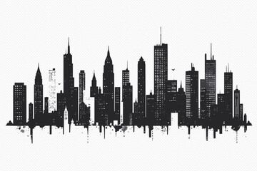 Obraz premium City Skyline Silhouette With Textured Base On Transparent Background