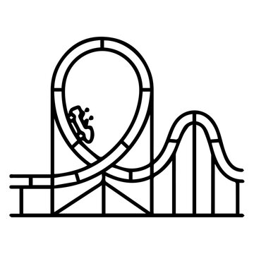Person riding a roller coaster loop vector illustration