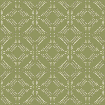 Linear Harmony olive green seamless pattern. Modernized Minimalist Lines African Geometric Ethnic Ornament Fabric and Textiles. 