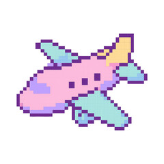 Obraz premium PNG Pixelated colorful airplane illustration.