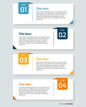 Modern business infographic timeline template with four steps and geometric paper fold tabs for process presentation