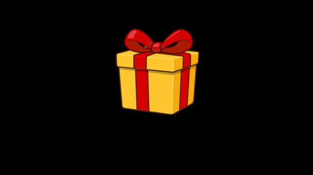 Animation bouncing  gift box wrapped with a red ribbon and bow on top